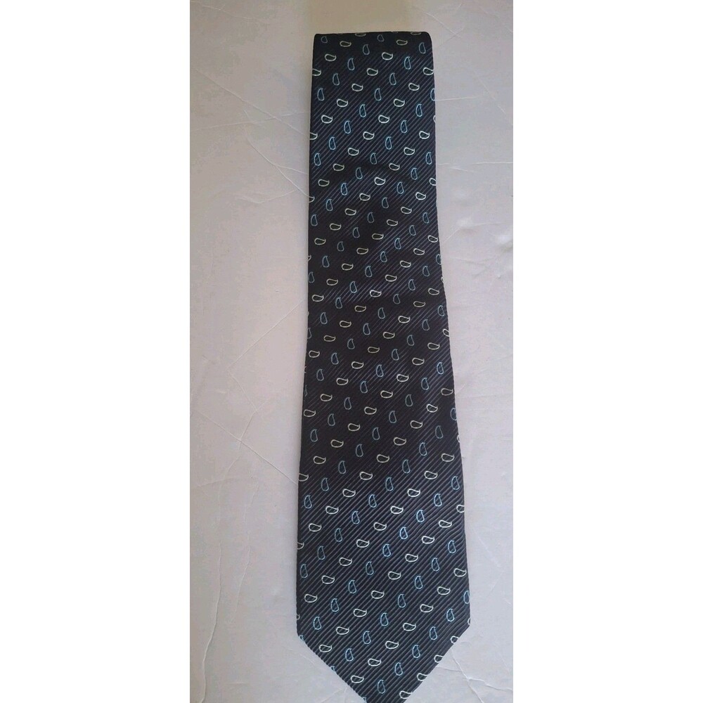 GIORGIO ARMANI Paisley Repp Tie Necktie Blue Paisley Teardrop Silk ITALY
